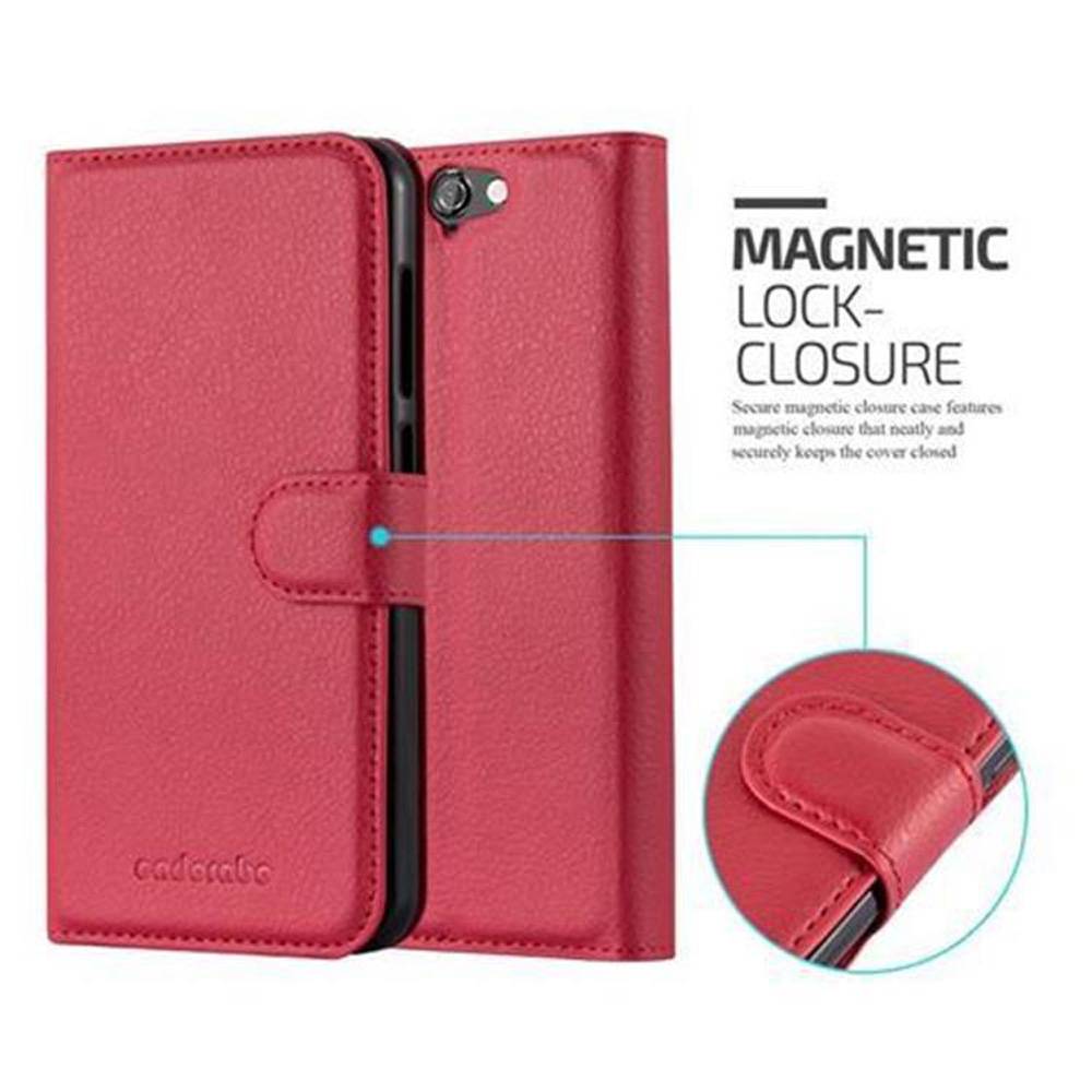 Cadorabo Hülle für HTC ONE A9 Schutz Hülle in Rot Handyhülle Etui Case Cover Magnetverschluss