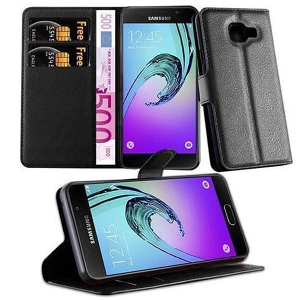 Cadorabo Hülle für Samsung Galaxy A3 2016 Schutz Hülle in Schwarz Handyhülle Etui Case Cover Magnetverschluss
