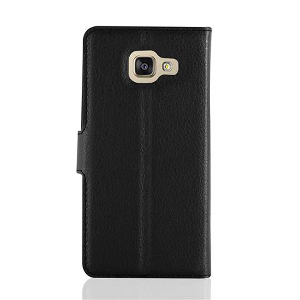 Cadorabo Hülle für Samsung Galaxy A3 2016 Schutz Hülle in Schwarz Handyhülle Etui Case Cover Magnetverschluss