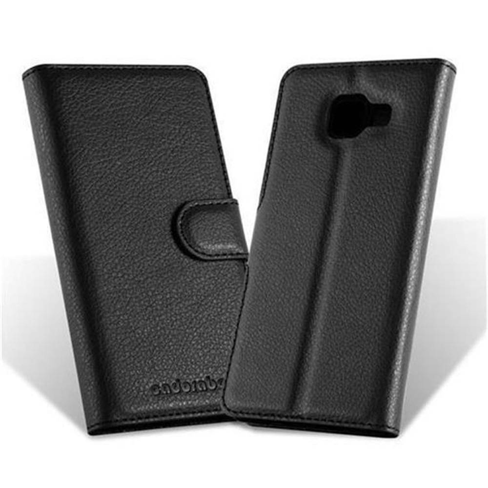 Cadorabo Hülle für Samsung Galaxy A3 2016 Schutz Hülle in Schwarz Handyhülle Etui Case Cover Magnetverschluss