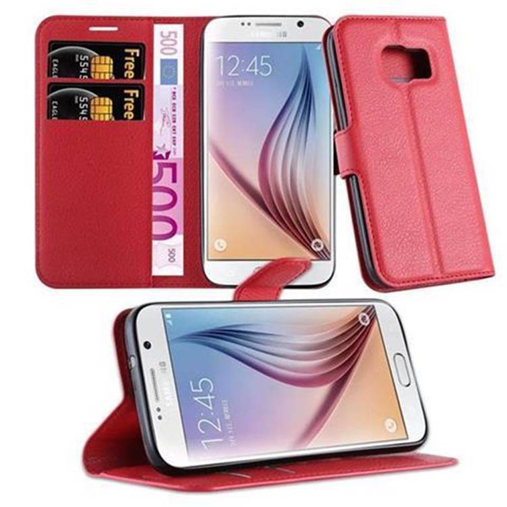 Cadorabo Hülle für Samsung Galaxy S7 Schutz Hülle in Rot Handyhülle Etui Case Cover Magnetverschluss