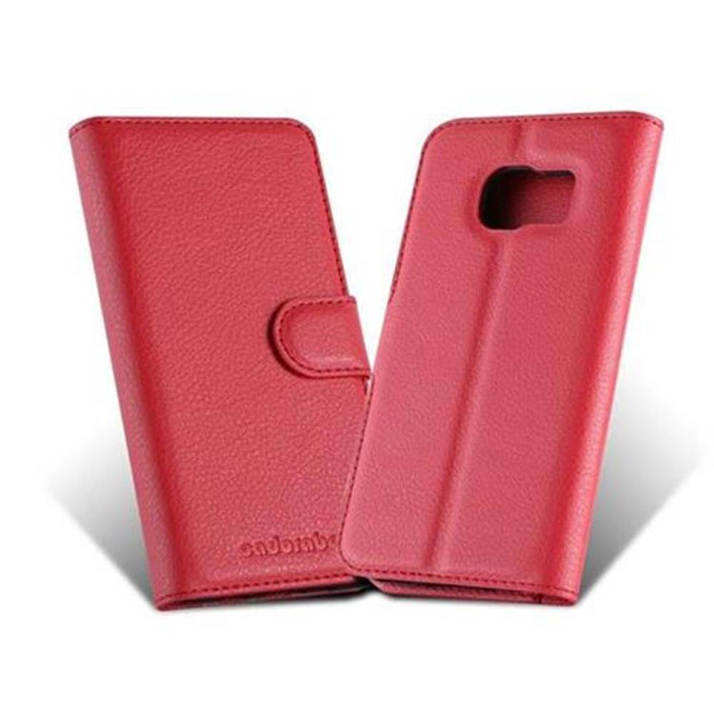 Cadorabo Hülle für Samsung Galaxy S7 Schutz Hülle in Rot Handyhülle Etui Case Cover Magnetverschluss
