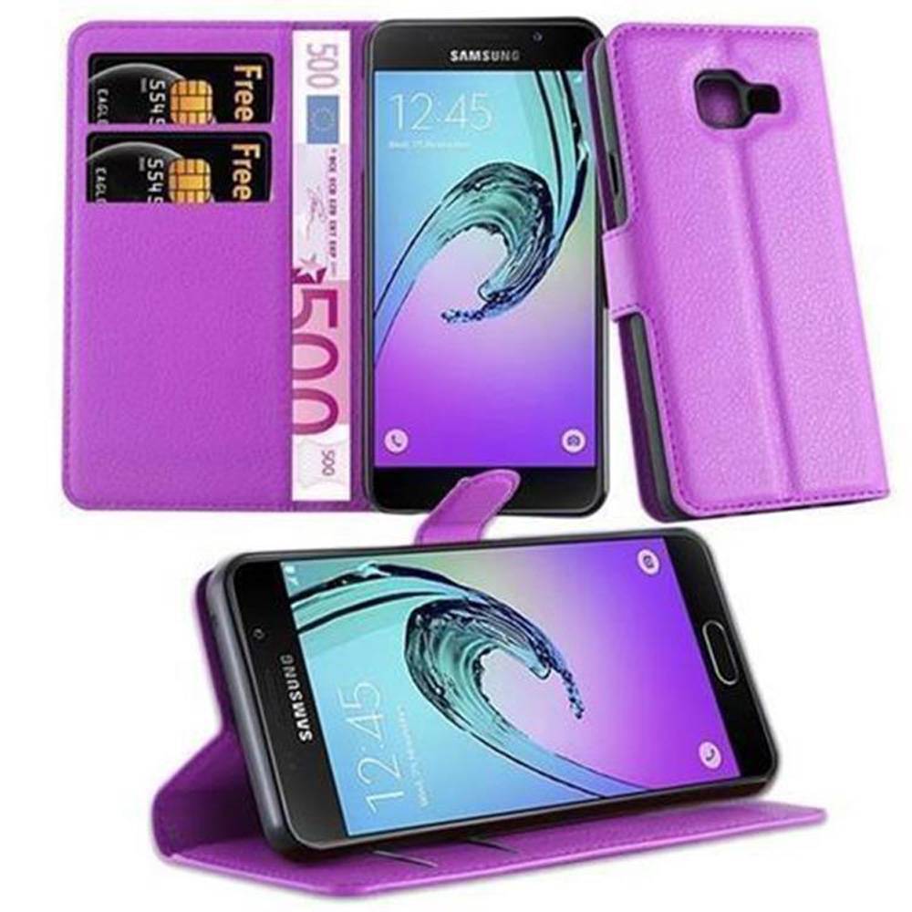 Cadorabo Hülle für Samsung Galaxy A3 2016 Schutz Hülle in Lila Handyhülle Etui Case Cover Magnetverschluss