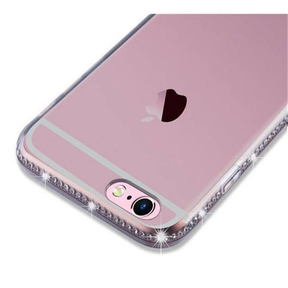 Cadorabo Hülle für Apple iPhone 6 / 6S Schutz Hülle in Schwarz Case Cover TPU Silikon Strass Handyhülle Etui