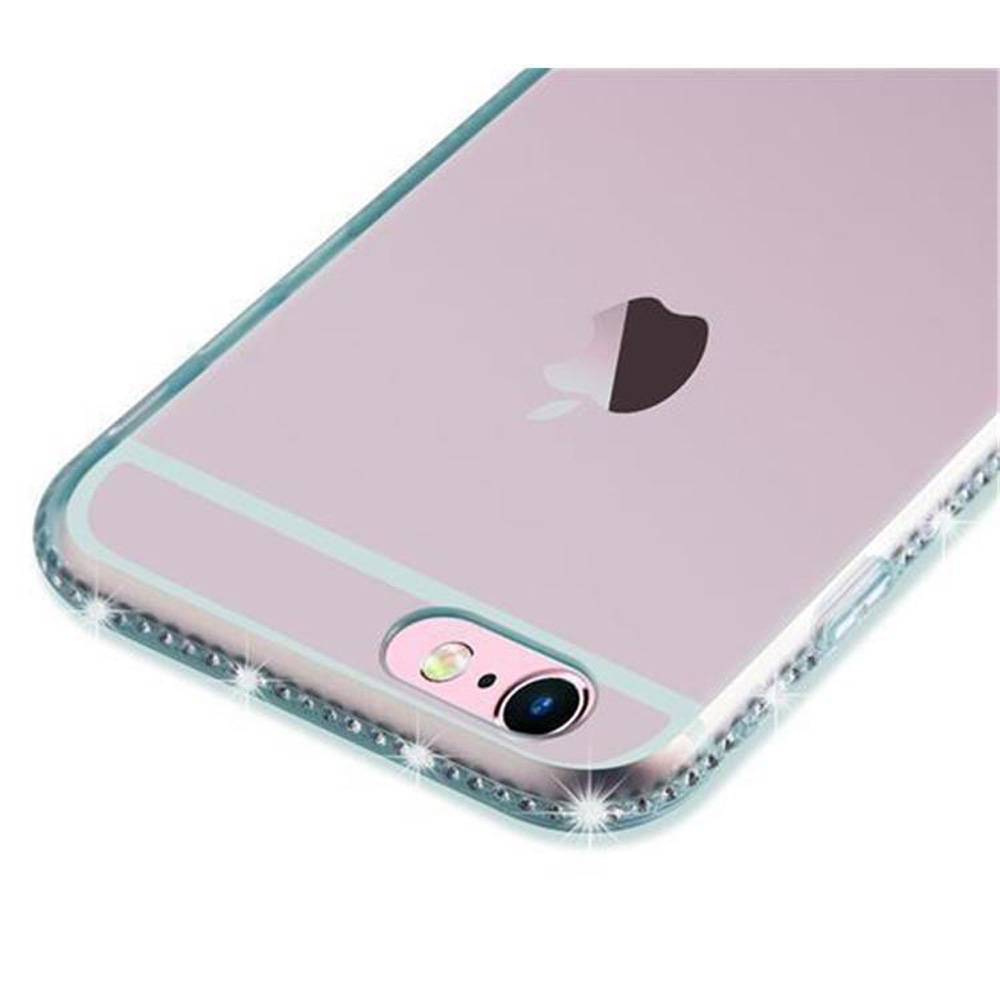 Cadorabo Hülle für Apple iPhone 6 / 6S Schutz Hülle in Grün Case Cover TPU Silikon Strass Handyhülle Etui
