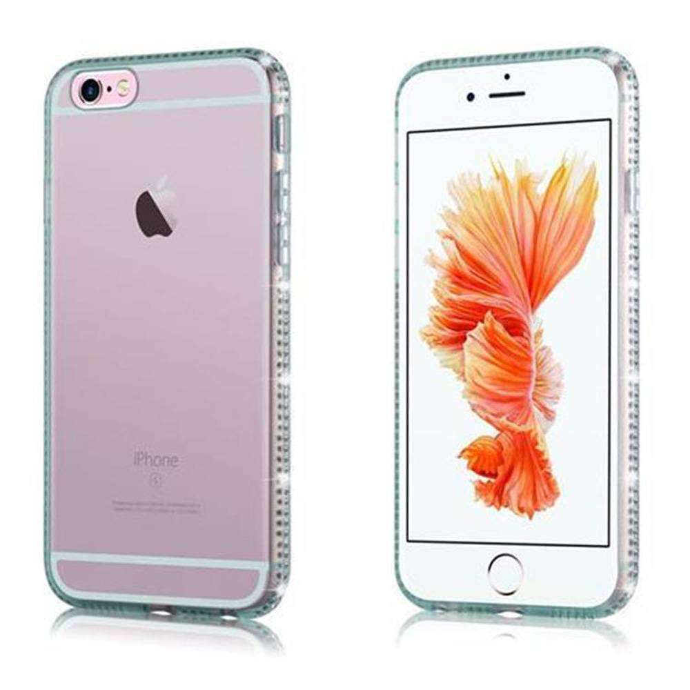 Cadorabo Hülle für Apple iPhone 6 / 6S Schutz Hülle in Grün Case Cover TPU Silikon Strass Handyhülle Etui