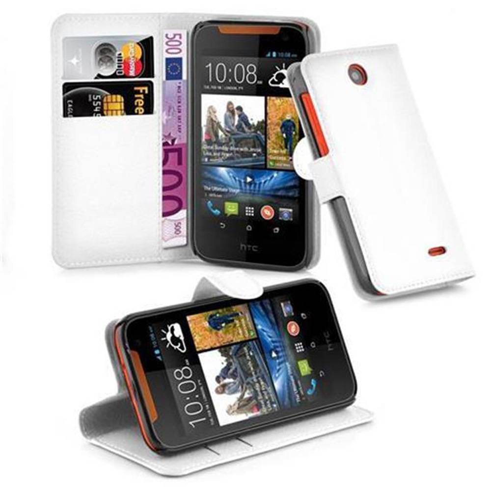 Cadorabo Hülle für HTC Desire 310 Schutz Hülle in Weiß Handyhülle Etui Case Cover Magnetverschluss