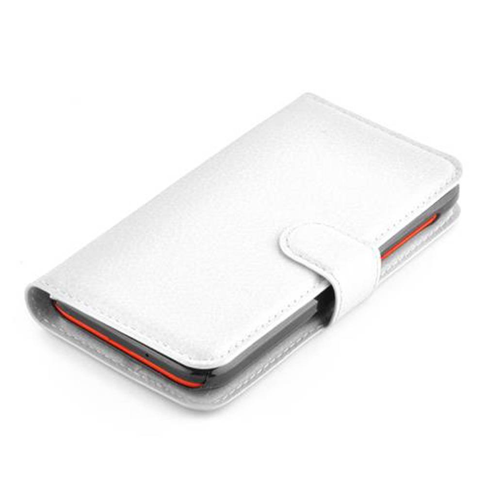 Cadorabo Hülle für HTC Desire 310 Schutz Hülle in Weiß Handyhülle Etui Case Cover Magnetverschluss