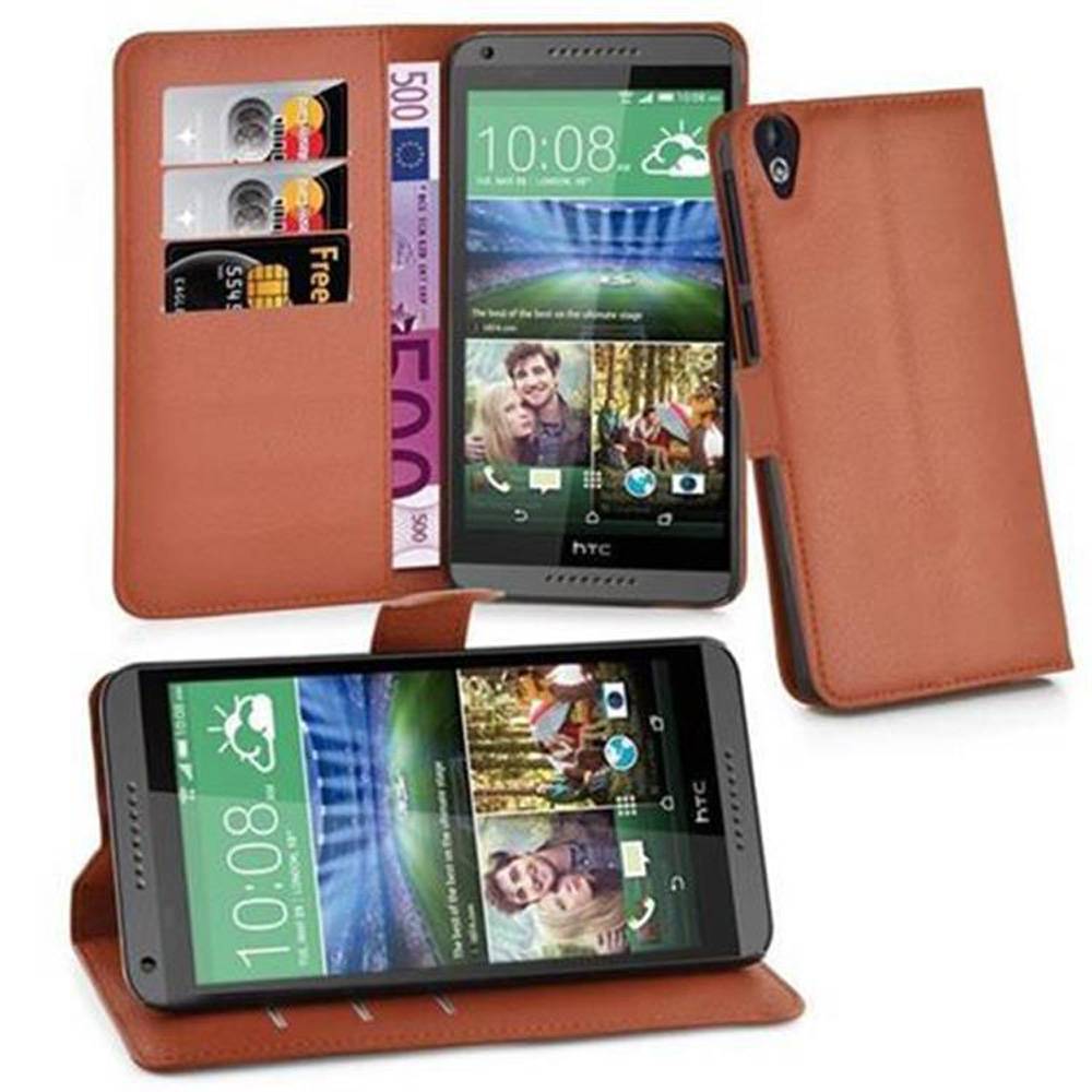 Cadorabo Hülle für HTC Desire 820 Schutz Hülle in Braun Handyhülle Etui Case Cover Magnetverschluss