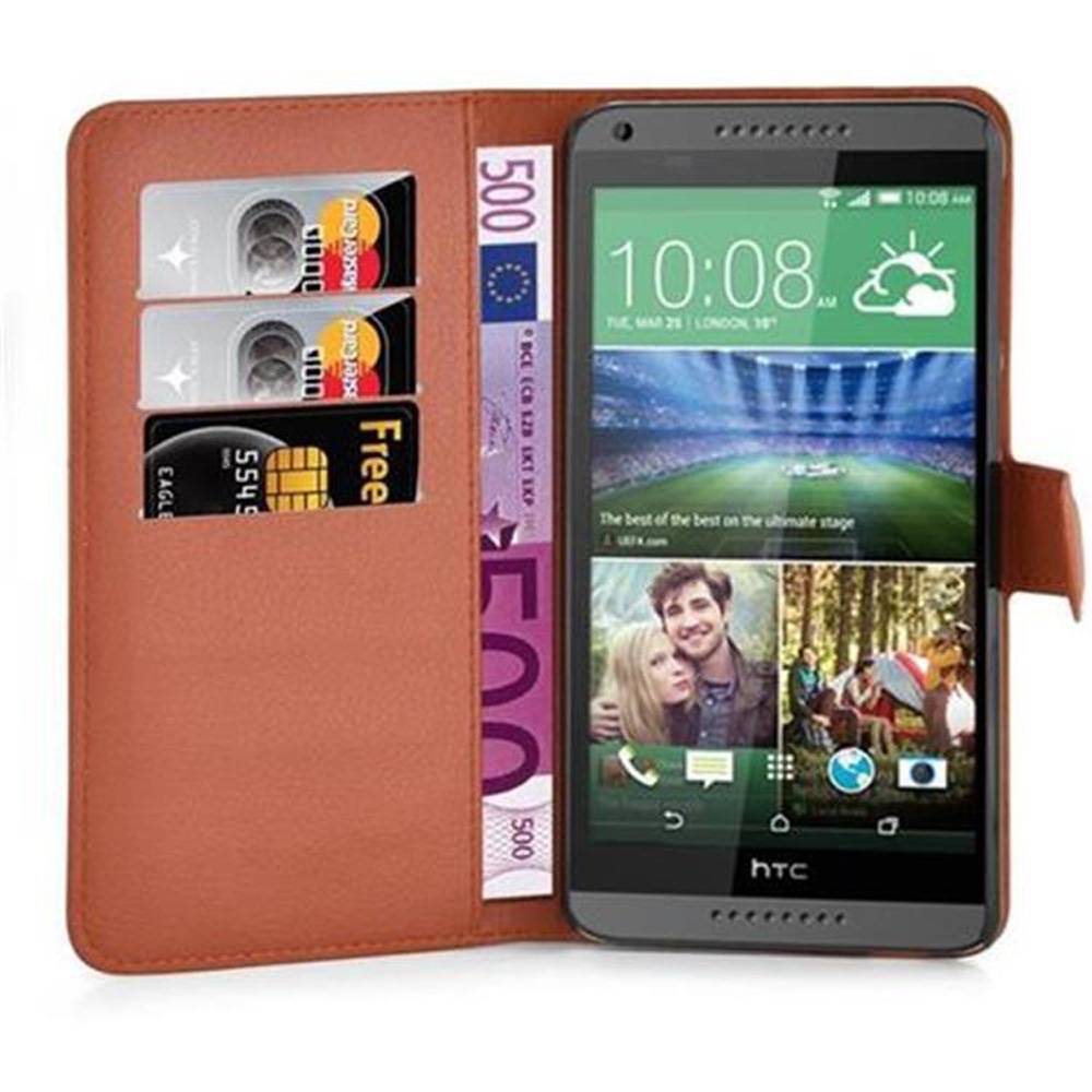 Cadorabo Hülle für HTC Desire 820 Schutz Hülle in Braun Handyhülle Etui Case Cover Magnetverschluss