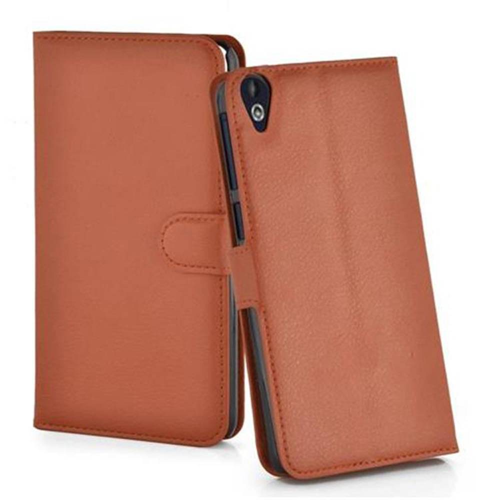 Cadorabo Hülle für HTC Desire 820 Schutz Hülle in Braun Handyhülle Etui Case Cover Magnetverschluss