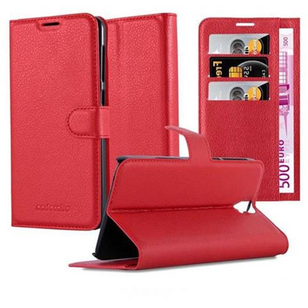 Cadorabo Hülle für HTC ONE E9 PLUS Schutz Hülle in Rot Handyhülle Etui Case Cover Magnetverschluss