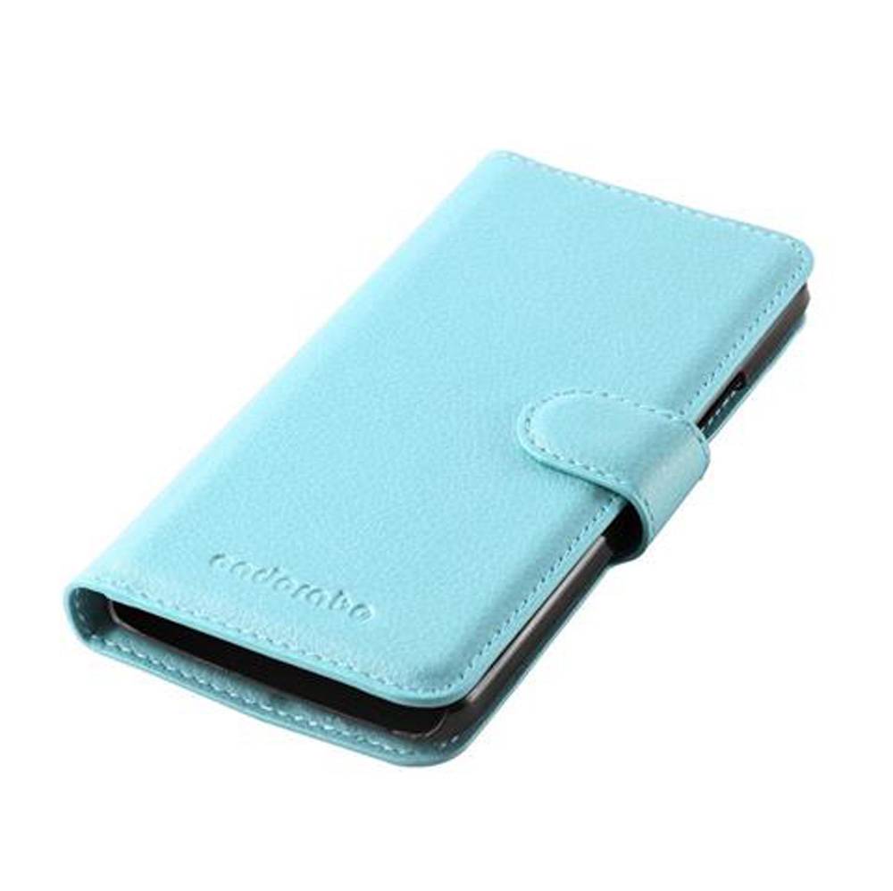 Cadorabo Hülle für HTC ONE M8 MINI Schutz Hülle in Blau Handyhülle Etui Case Cover Magnetverschluss