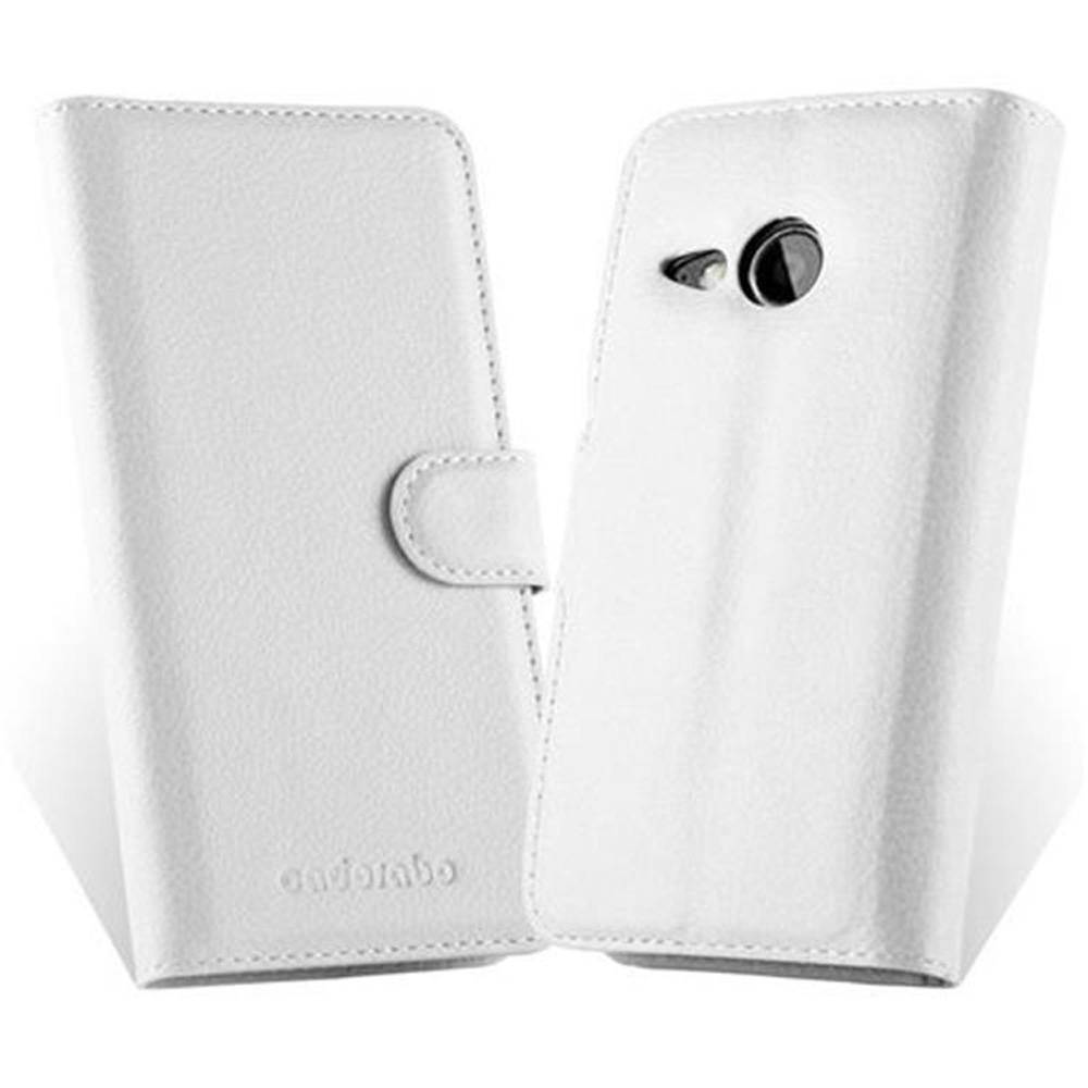 Cadorabo Hülle für HTC ONE M8 MINI Schutz Hülle in Weiß Handyhülle Etui Case Cover Magnetverschluss