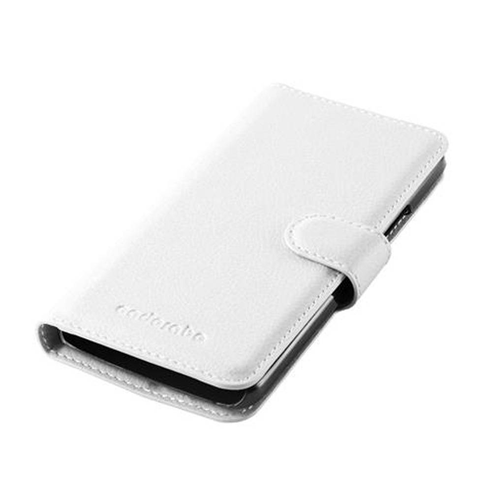 Cadorabo Hülle für HTC ONE M8 MINI Schutz Hülle in Weiß Handyhülle Etui Case Cover Magnetverschluss