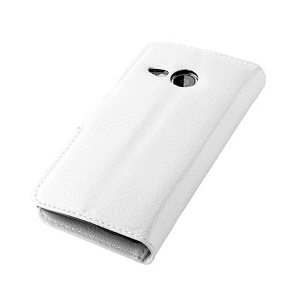 Cadorabo Hülle für HTC ONE M8 MINI Schutz Hülle in Weiß Handyhülle Etui Case Cover Magnetverschluss
