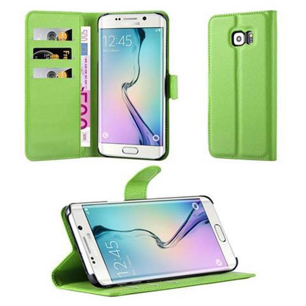 Cadorabo Hülle für Samsung Galaxy S6 EDGE Schutz Hülle in Grün Handyhülle Etui Case Cover Magnetverschluss