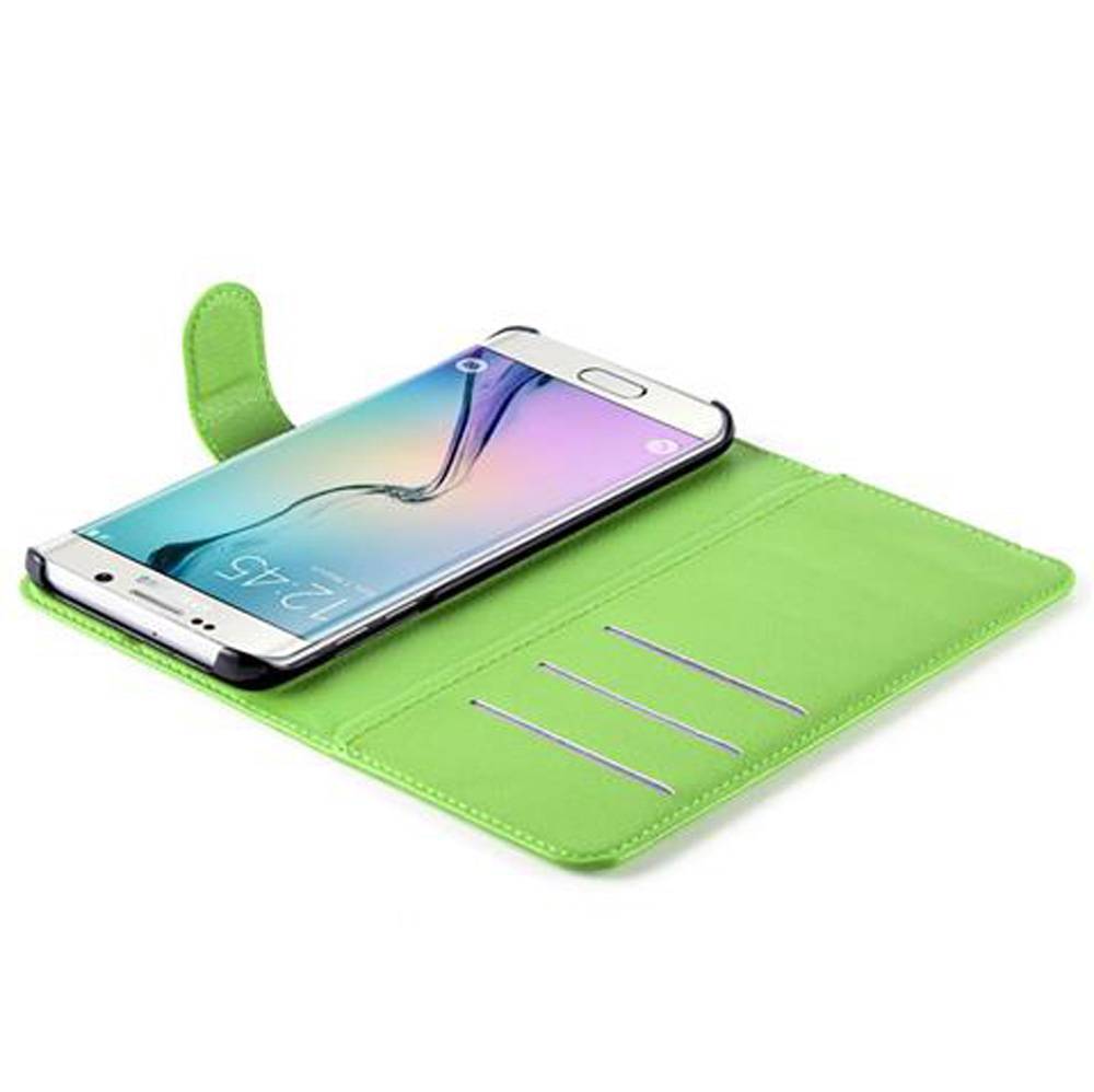 Cadorabo Hülle für Samsung Galaxy S6 EDGE Schutz Hülle in Grün Handyhülle Etui Case Cover Magnetverschluss