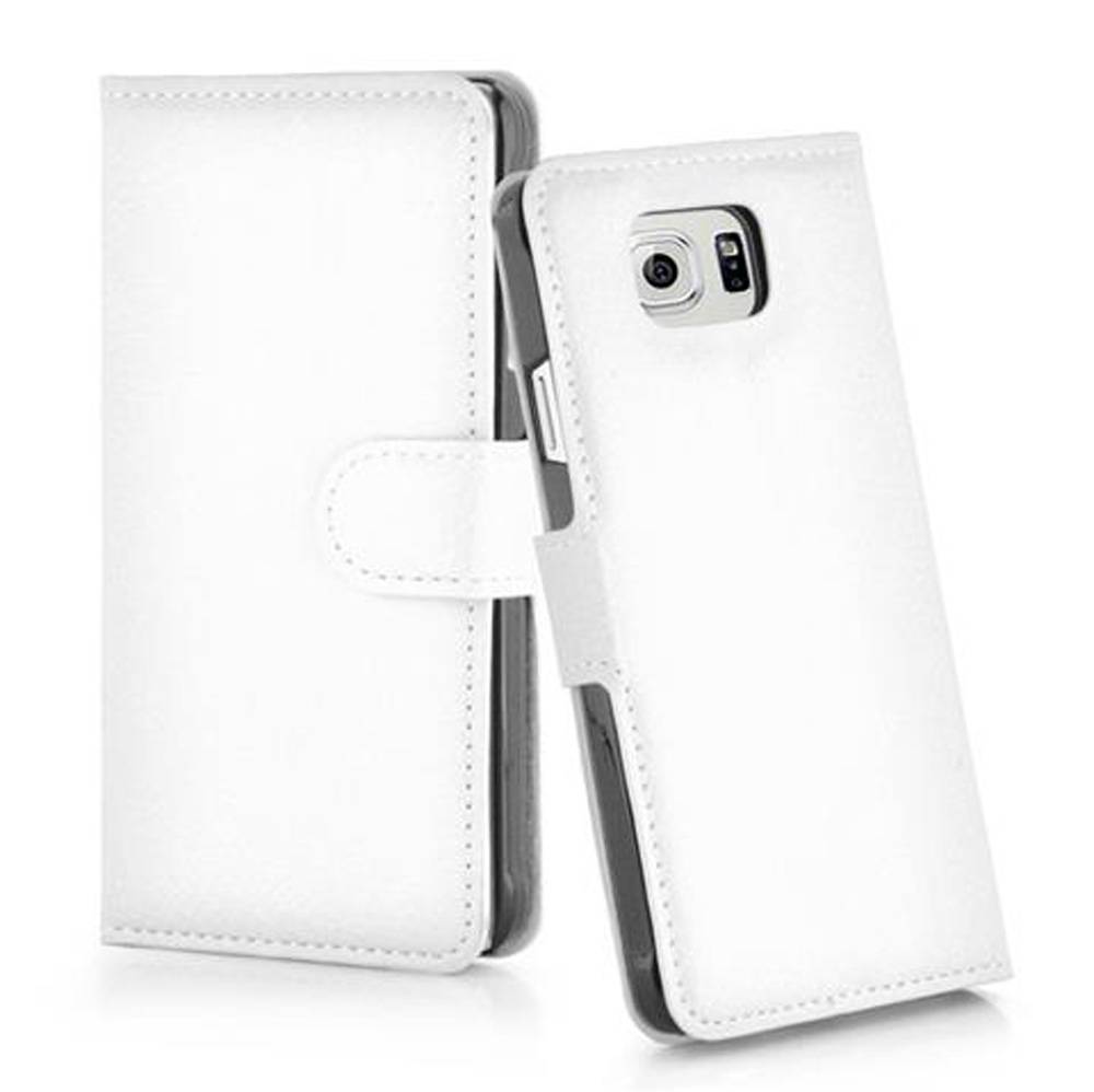 Cadorabo Hülle für Samsung Galaxy S6 Schutz Hülle in Weiß Handyhülle Etui Case Cover Magnetverschluss