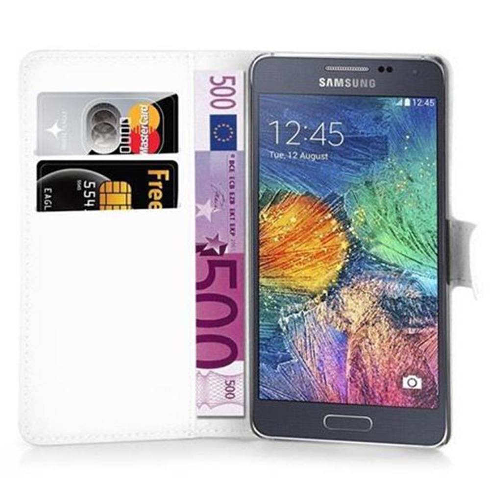 Cadorabo Hülle für Samsung Galaxy A7 2015 Schutz Hülle in Weiß Handyhülle Etui Case Cover Magnetverschluss