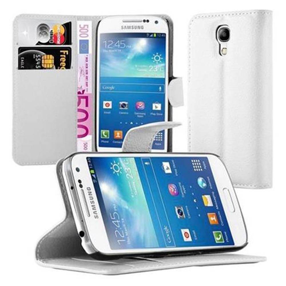 Cadorabo Hülle für Samsung Galaxy S4 MINI Schutz Hülle in Weiß Handyhülle Etui Case Cover Magnetverschluss