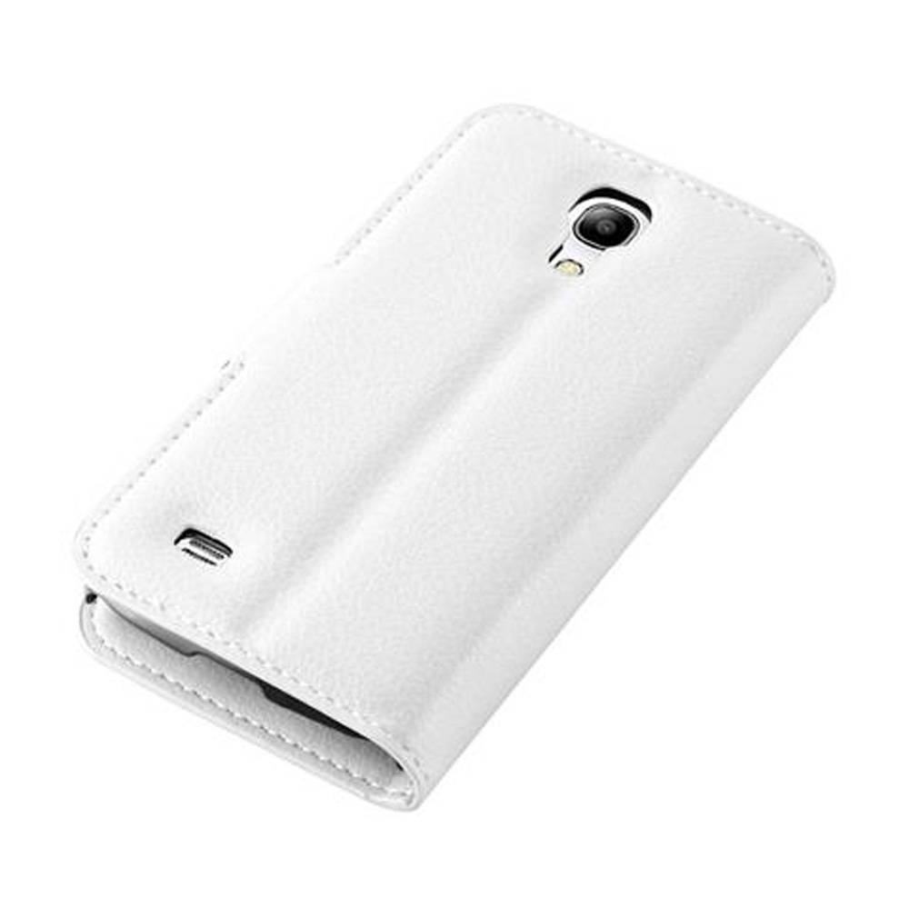 Cadorabo Hülle für Samsung Galaxy S4 MINI Schutz Hülle in Weiß Handyhülle Etui Case Cover Magnetverschluss