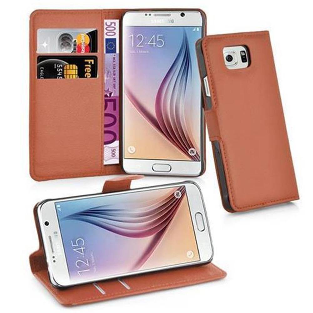 Cadorabo Hülle für Samsung Galaxy S6 Schutz Hülle in Braun Handyhülle Etui Case Cover Magnetverschluss
