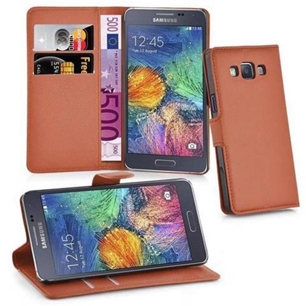 Cadorabo Hülle für Samsung Galaxy A7 2015 Schutz Hülle in Braun Handyhülle Etui Case Cover Magnetverschluss