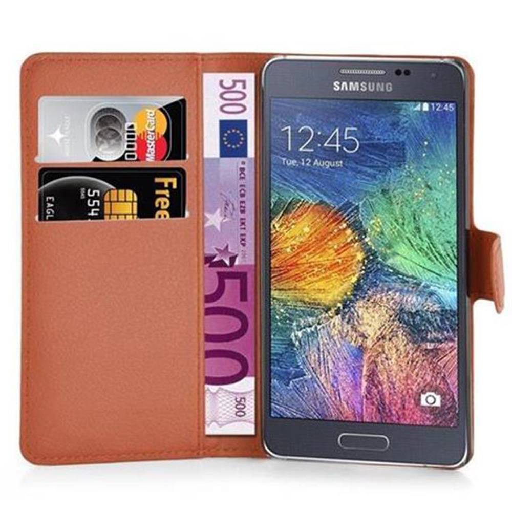 Cadorabo Hülle für Samsung Galaxy A7 2015 Schutz Hülle in Braun Handyhülle Etui Case Cover Magnetverschluss