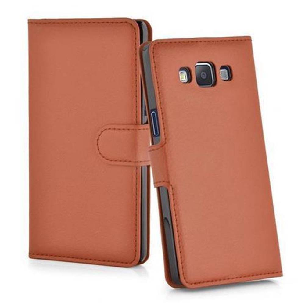 Cadorabo Hülle für Samsung Galaxy A7 2015 Schutz Hülle in Braun Handyhülle Etui Case Cover Magnetverschluss