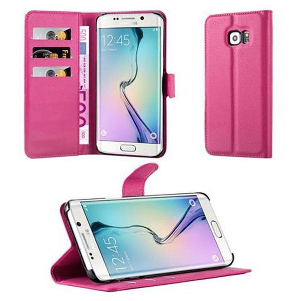 Cadorabo Hülle für Samsung Galaxy S6 EDGE Schutz Hülle in Pink Handyhülle Etui Case Cover Magnetverschluss