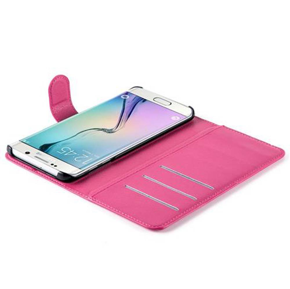 Cadorabo Hülle für Samsung Galaxy S6 EDGE Schutz Hülle in Pink Handyhülle Etui Case Cover Magnetverschluss