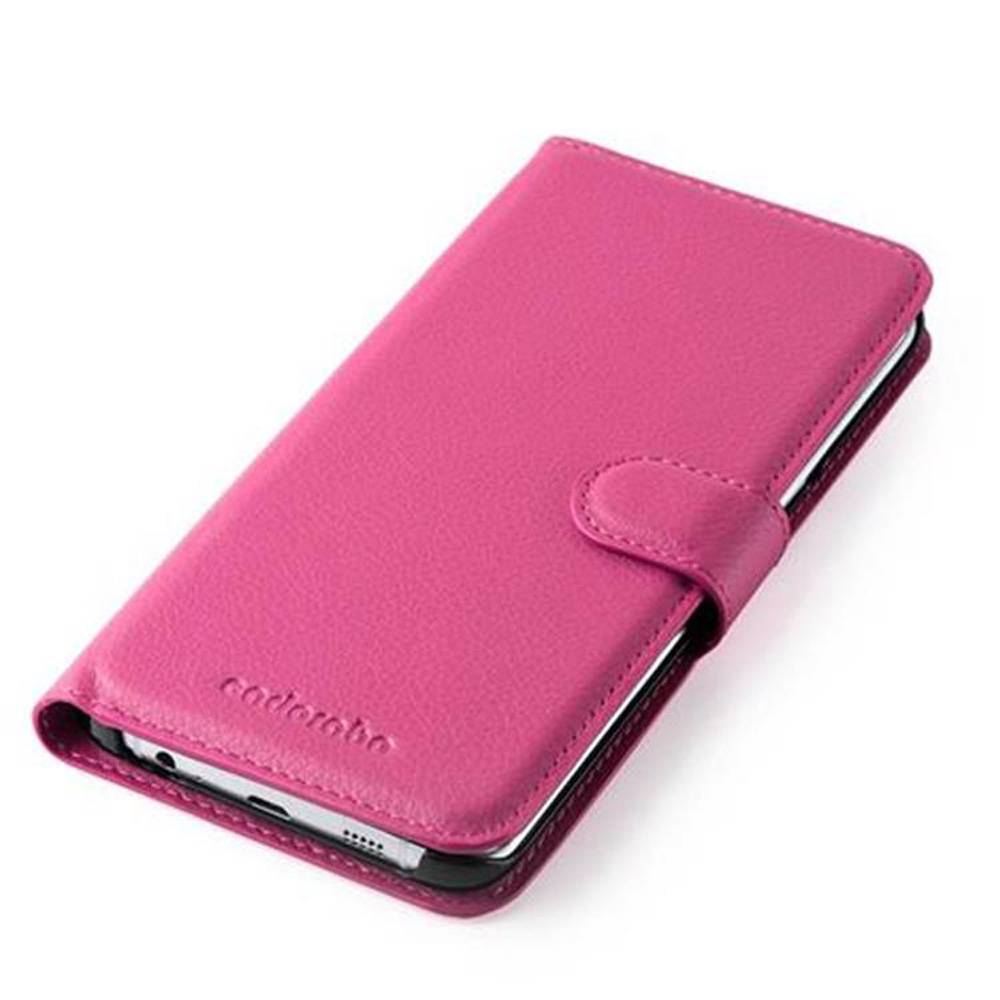 Cadorabo Hülle für Samsung Galaxy S6 EDGE Schutz Hülle in Pink Handyhülle Etui Case Cover Magnetverschluss