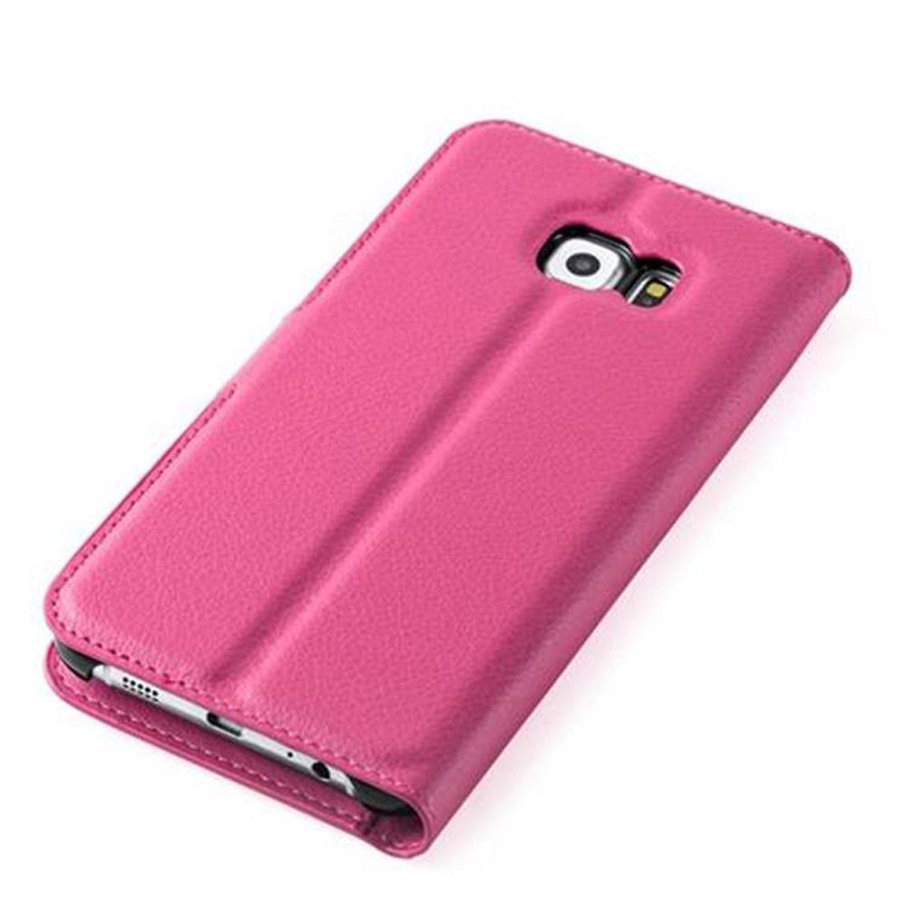 Cadorabo Hülle für Samsung Galaxy S6 EDGE Schutz Hülle in Pink Handyhülle Etui Case Cover Magnetverschluss