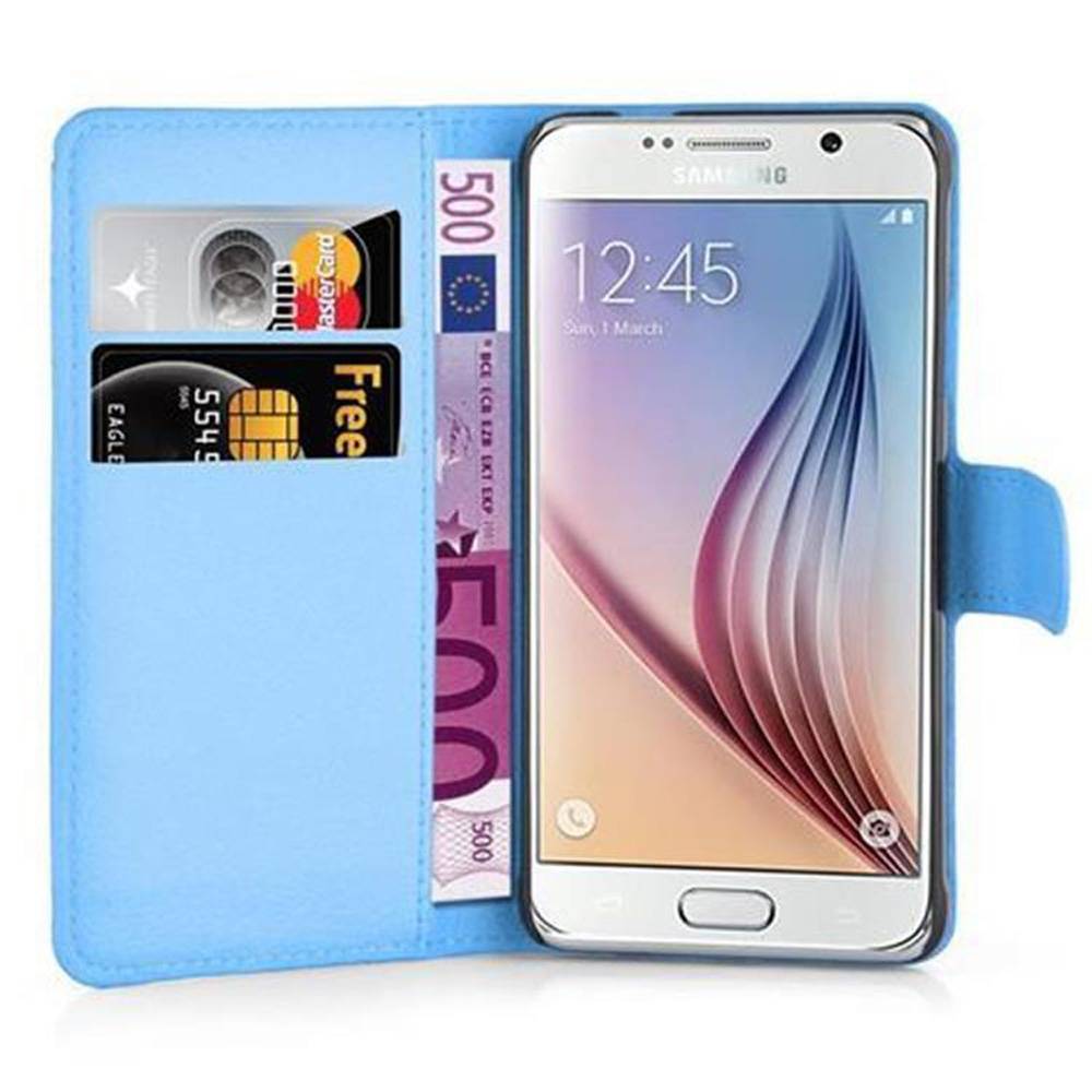 Cadorabo Hülle für Samsung Galaxy S6 Schutz Hülle in Blau Handyhülle Etui Case Cover Magnetverschluss