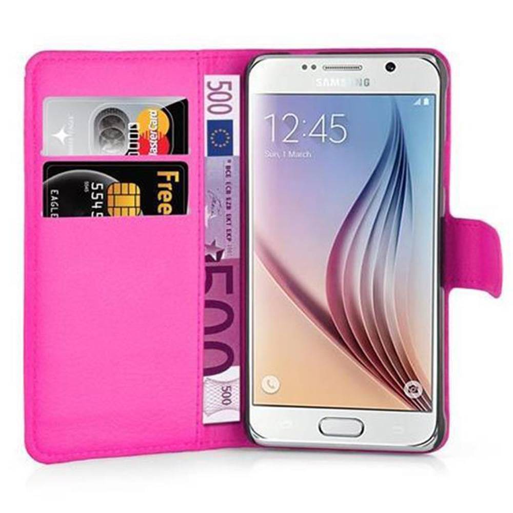 Cadorabo Hülle für Samsung Galaxy S6 Schutz Hülle in Pink Handyhülle Etui Case Cover Magnetverschluss
