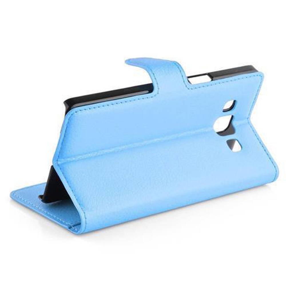 Cadorabo Hülle für Samsung Galaxy J5 2015 Schutz Hülle in Blau Handyhülle Etui Case Cover Magnetverschluss