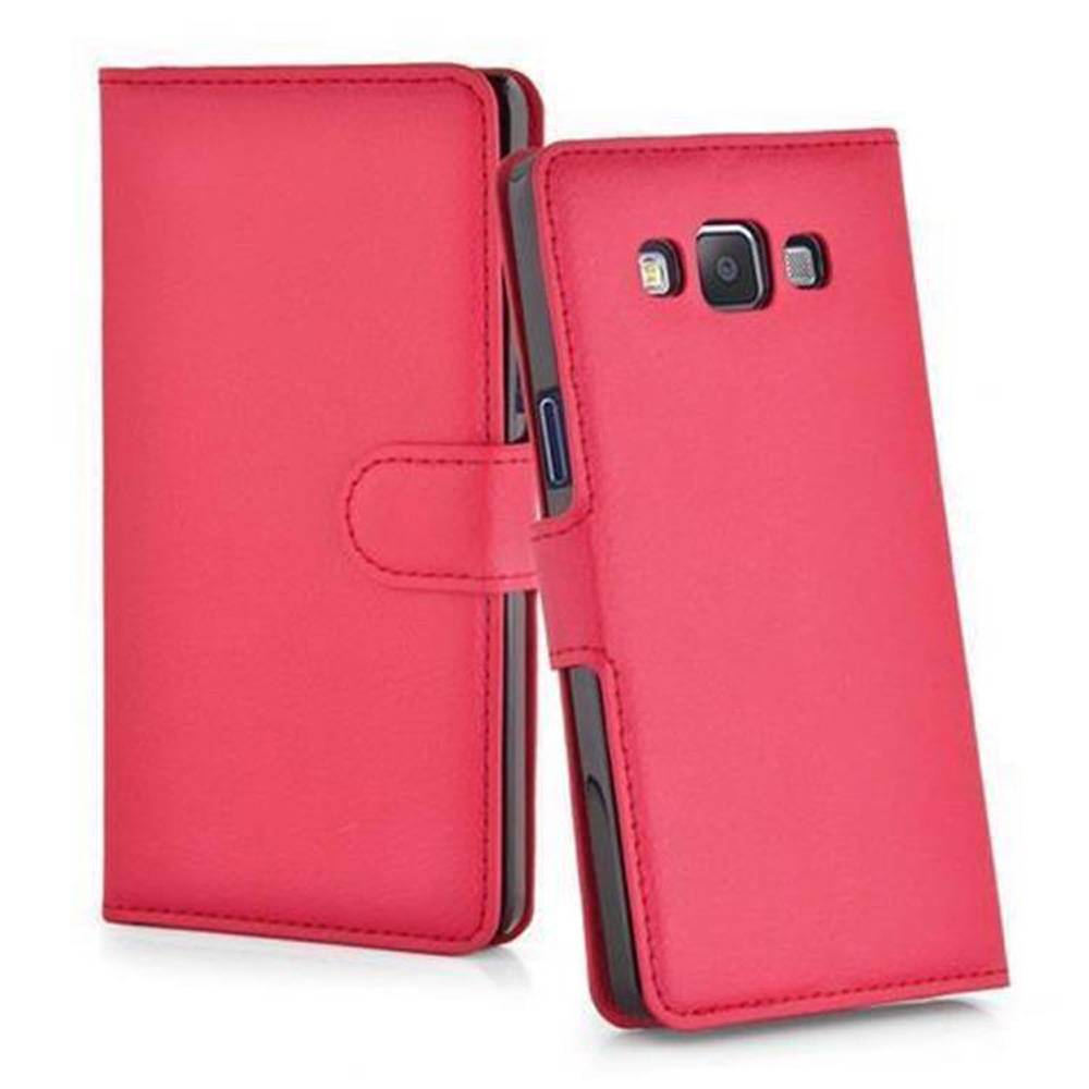 Cadorabo Hülle für Samsung Galaxy J5 2015 Schutz Hülle in Rot Handyhülle Etui Case Cover Magnetverschluss