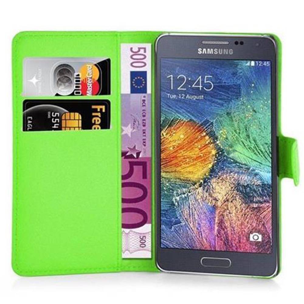 Cadorabo Hülle für Samsung Galaxy A7 2015 Schutz Hülle in Grün Handyhülle Etui Case Cover Magnetverschluss