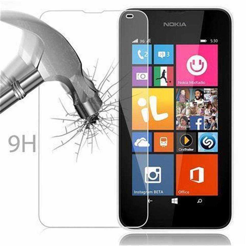 Cadorabo Panzer Folie für Nokia Lumia 535 Schutzfolie in Transparent Gehärtetes Tempered Display-Schutzglas