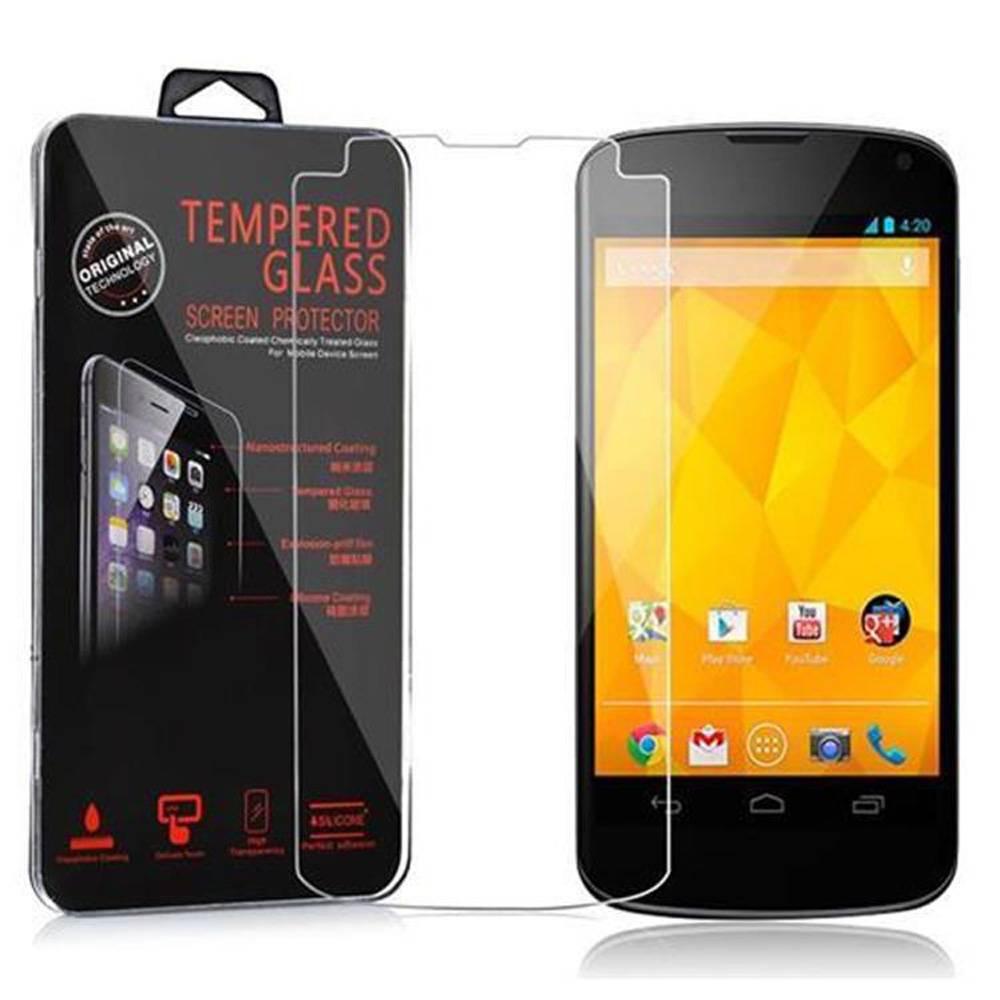 Cadorabo Panzer Folie für LG Google Nexus 4 Schutzfolie in Transparent Gehärtetes Tempered Display-Schutzglas