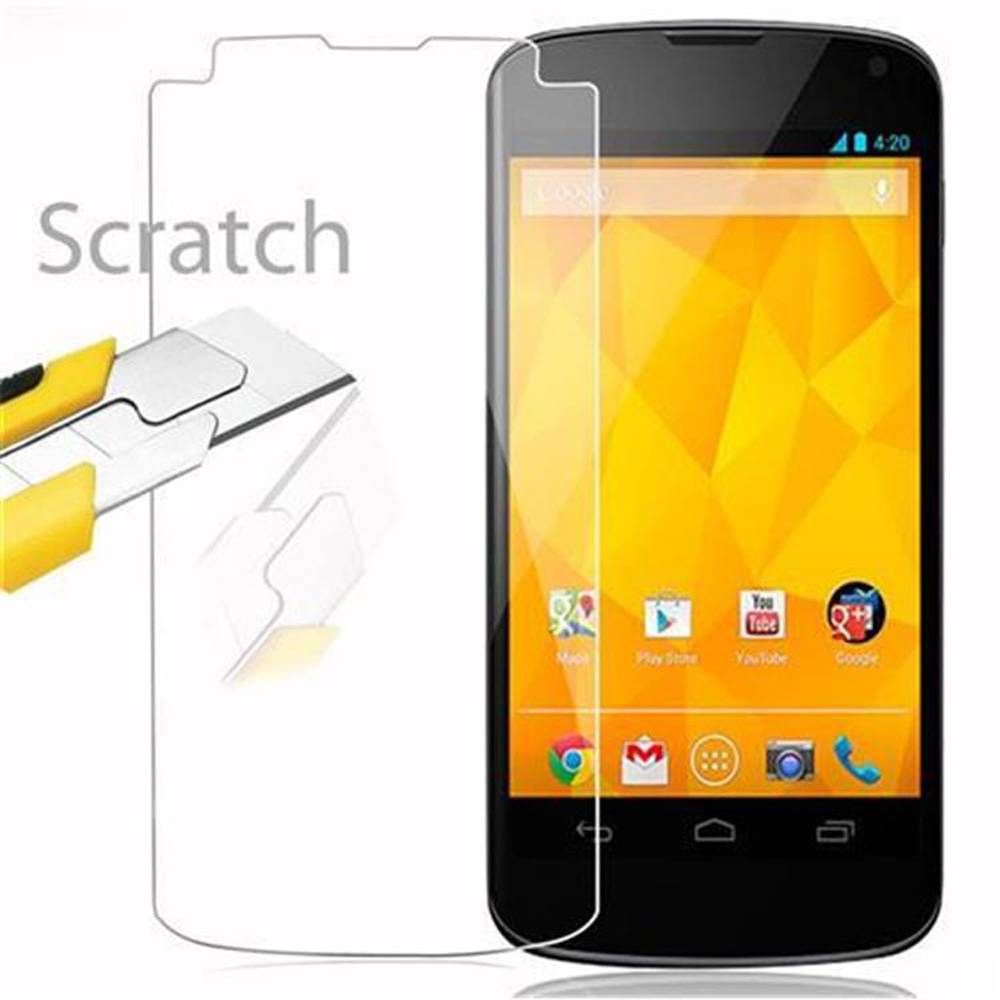 Cadorabo Panzer Folie für LG Google Nexus 4 Schutzfolie in Transparent Gehärtetes Tempered Display-Schutzglas