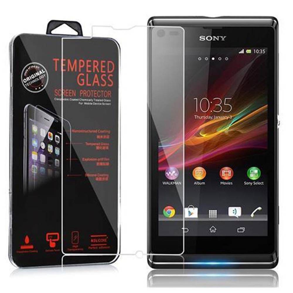 Cadorabo Panzer Folie für Sony Xperia L Schutzfolie in Transparent Gehärtetes Tempered Display-Schutzglas