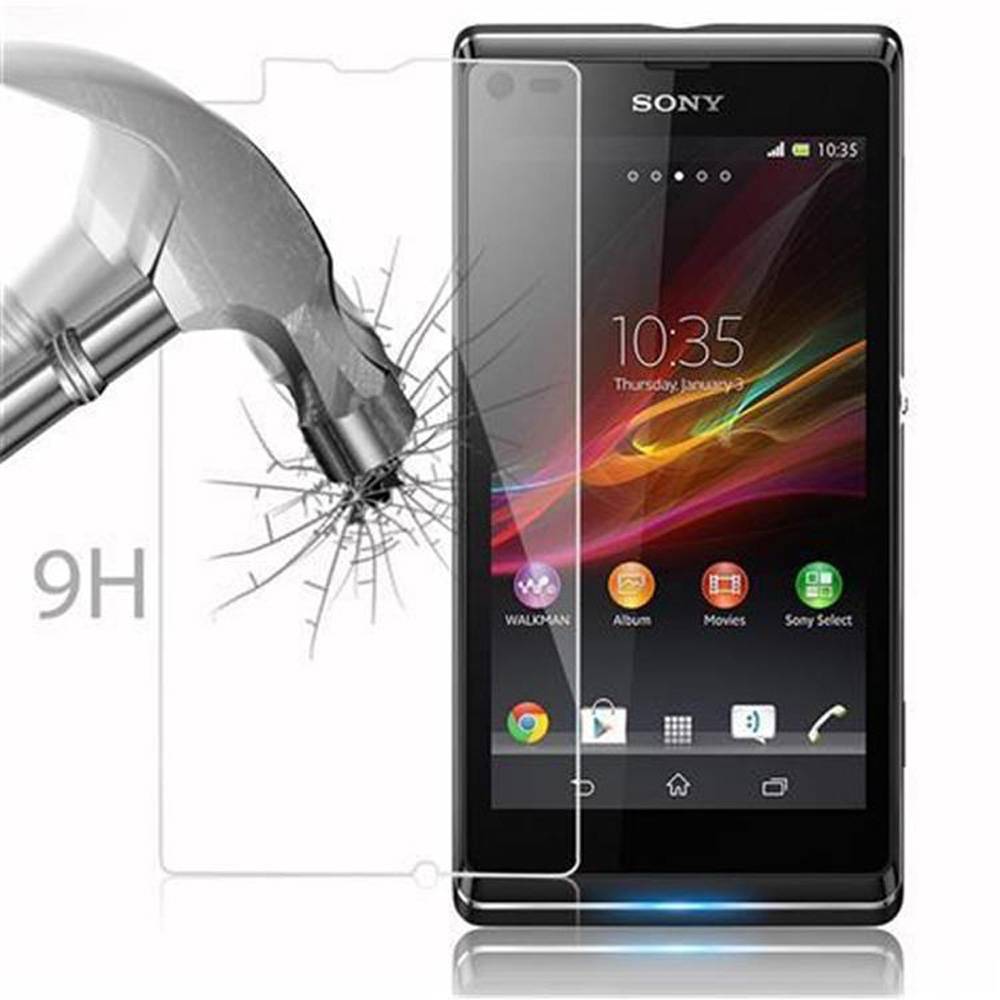 Cadorabo Panzer Folie für Sony Xperia L Schutzfolie in Transparent Gehärtetes Tempered Display-Schutzglas