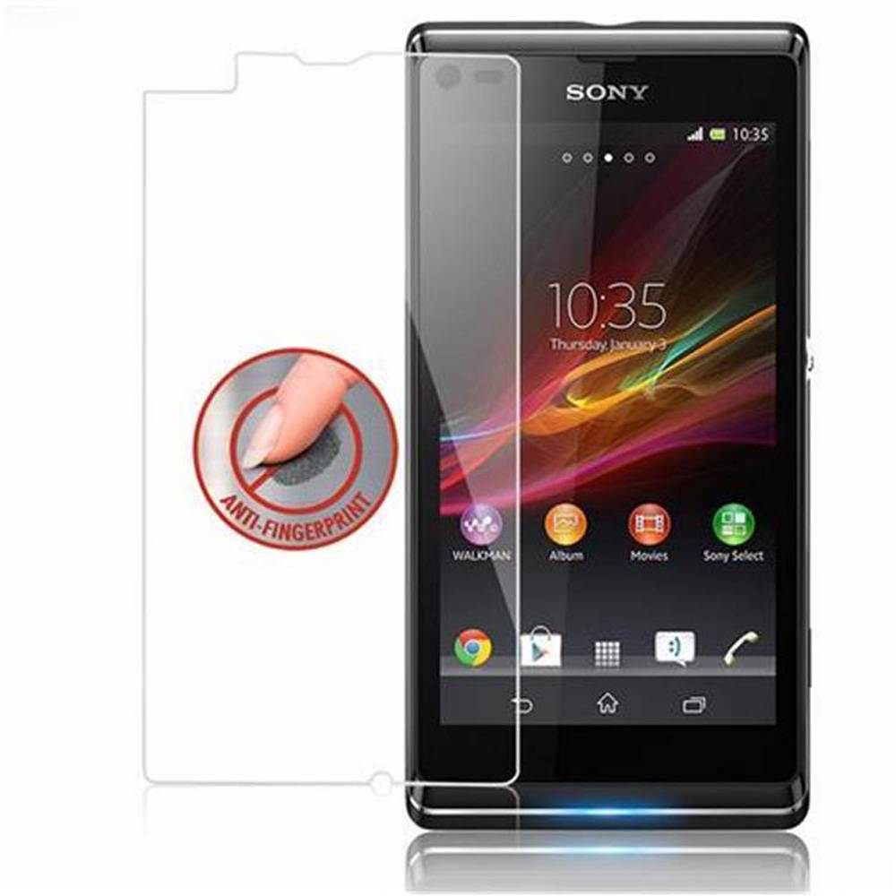 Cadorabo Panzer Folie für Sony Xperia L Schutzfolie in Transparent Gehärtetes Tempered Display-Schutzglas