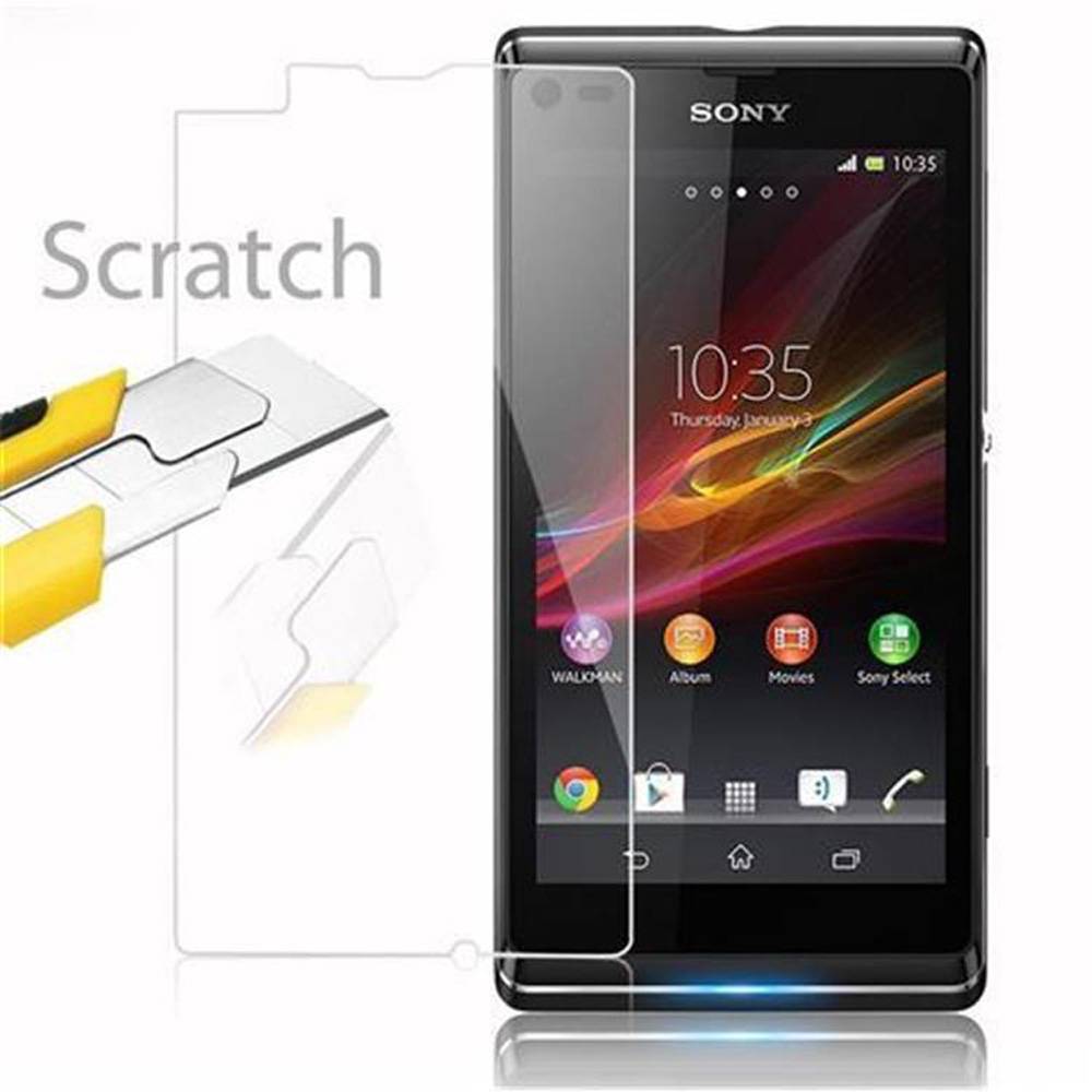 Cadorabo Panzer Folie für Sony Xperia L Schutzfolie in Transparent Gehärtetes Tempered Display-Schutzglas