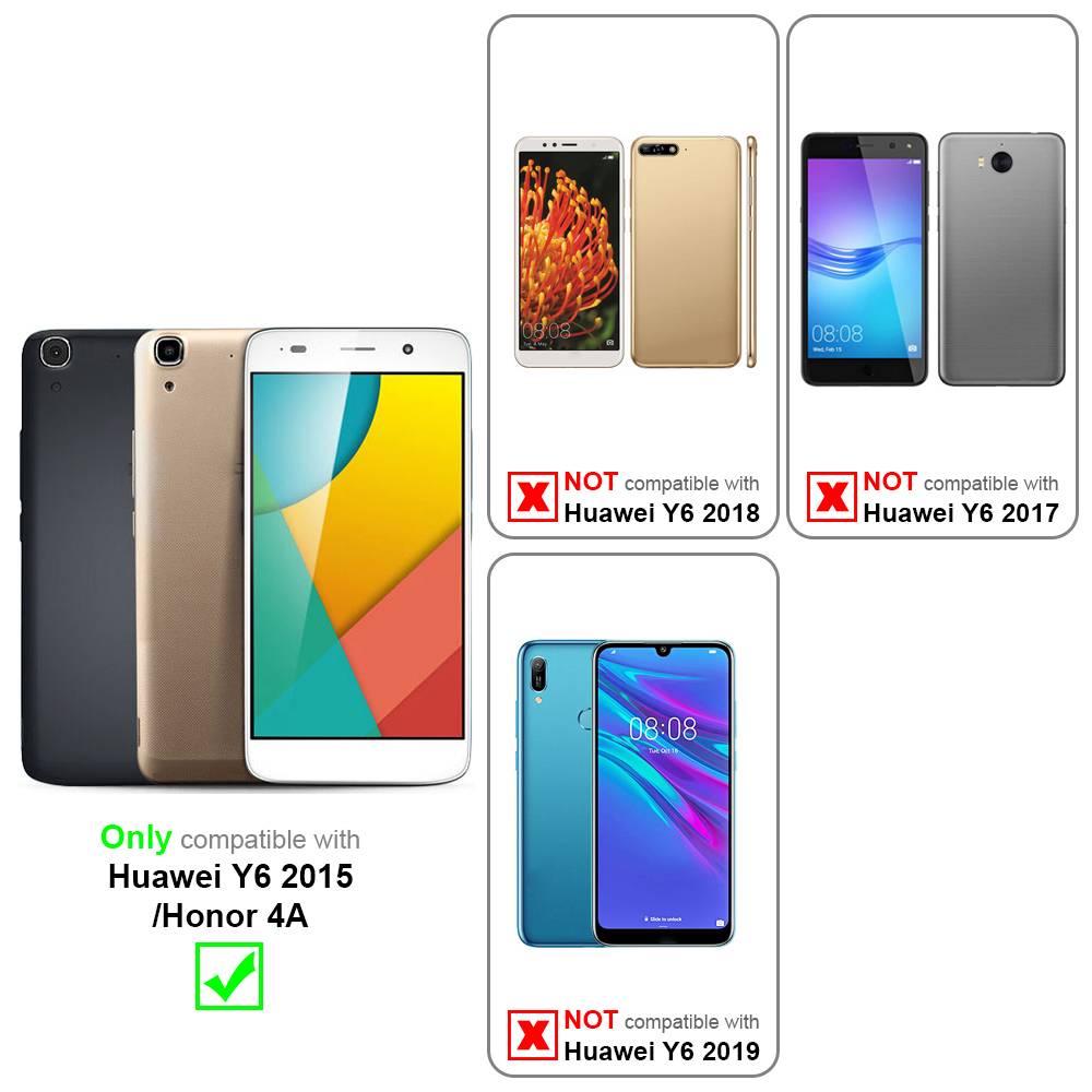 Cadorabo Panzer Folie für Honor 4A / Y6 Schutzfolie in Transparent Gehärtetes Tempered Display-Schutzglas