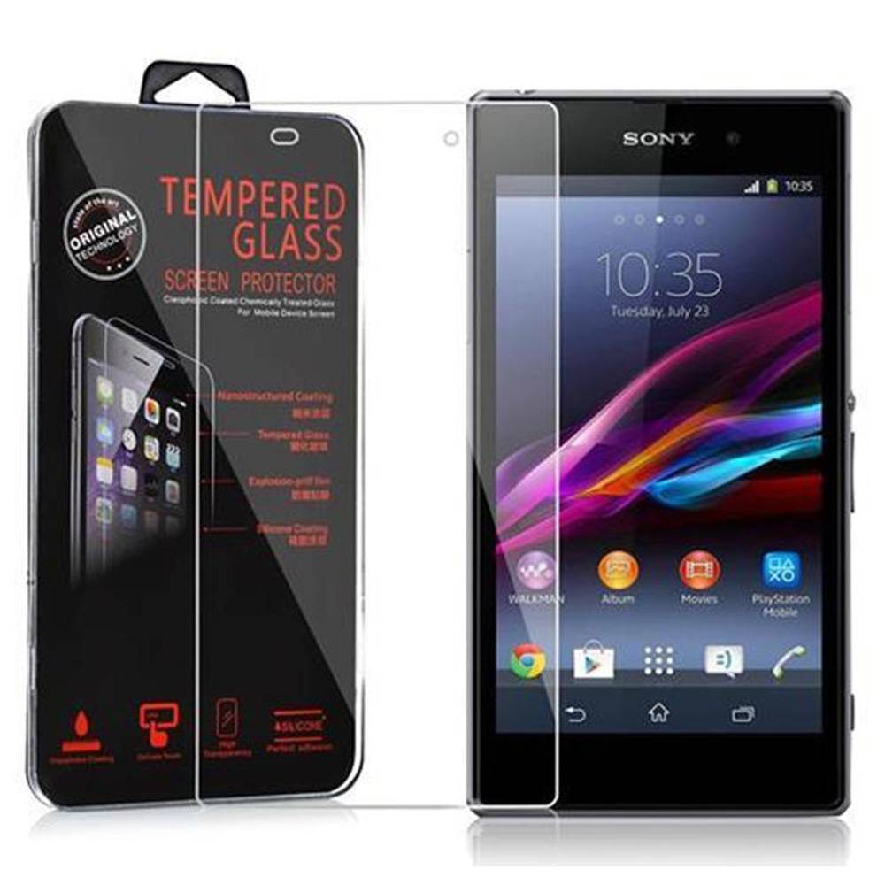 Cadorabo Panzer Folie für Sony Xperia Z1 Schutzfolie in Transparent Gehärtetes Tempered Display-Schutzglas
