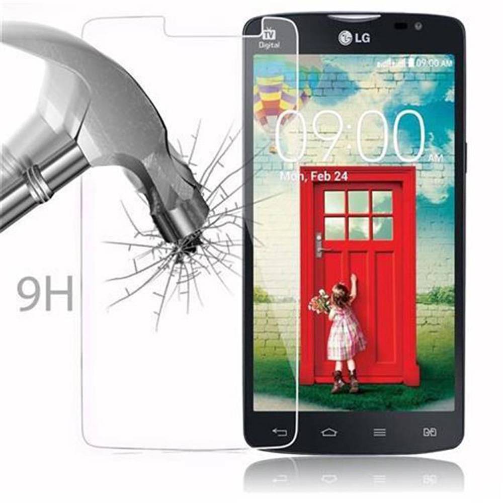 Cadorabo Panzer Folie für LG L80 Schutzfolie in Transparent Gehärtetes Tempered Display-Schutzglas