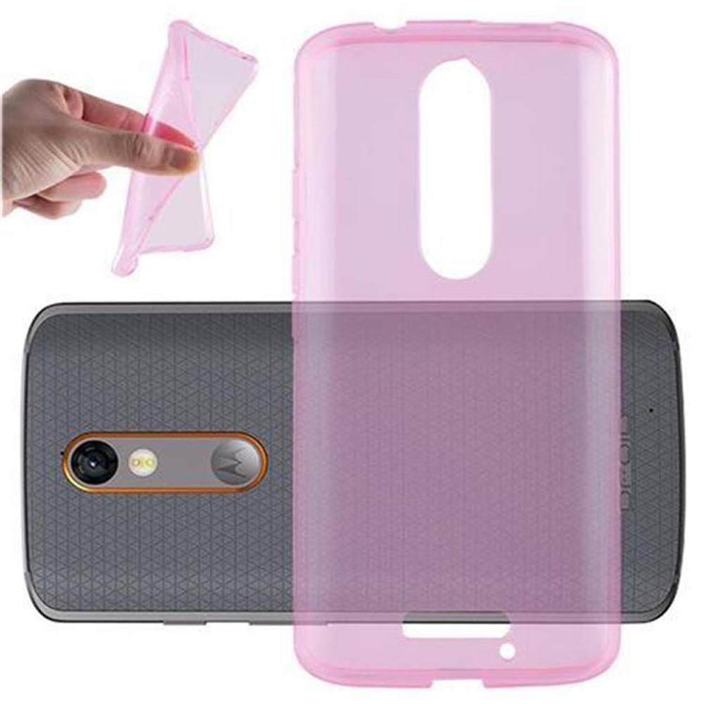 Cadorabo Hülle für Motorola MOTO X FORCE Schutz Hülle in Pink Schutzhülle TPU Silikon Cover Etui Case